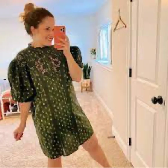 Anthropologie Farm Rio Military Cashew Crochet Shift Dress New! - Picture 10 of 10